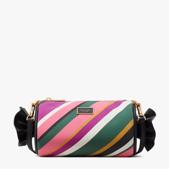 kate spade Handbags - ♠️kate spade Sweet Treats Festive Multi Stripe Jacquard Small Barrel Bag NWT